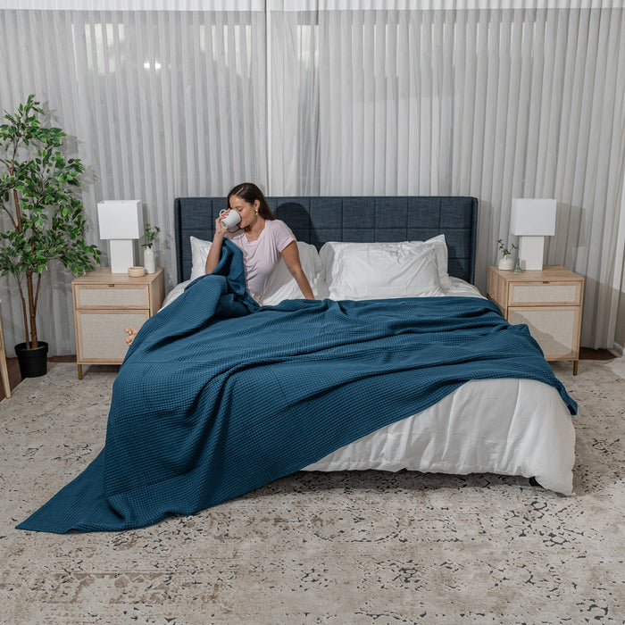 Adult Waffle Blankets by Comfy Cubs in Neptune Waffle Comfy Cubs