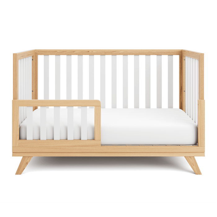 Crib Conversion Kit - White Bars with Natural Wood Frame Crib Conversion Kit Comfy Cubs
