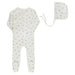 AURORA CLASSICS BABY GIRL FOOTIE + BONNET BOW PATTERN COLLECTION IVORY RED FOOTIE + BONNET AURORA