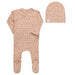 AURORA CLASSICS BABY FOOTIE AND BEANIE – FLORAL RIB COLLECTION PINK FOOTIE + BEANIE AURORA