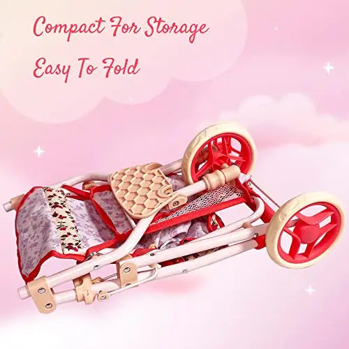 THE NEW YORK DOLL COLLECTION  DOLL JOGGING STROLLER -  FLORAL