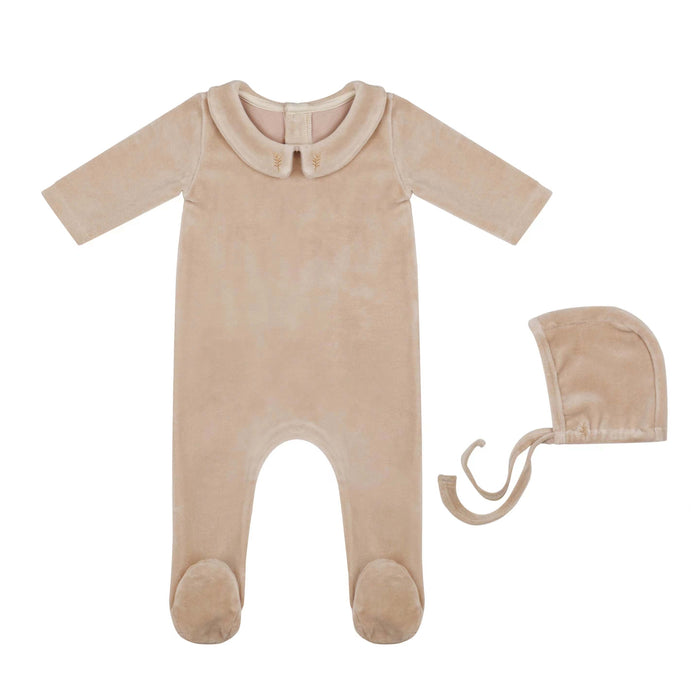 Embroidered Collar Footie and Bonnet Baby & Toddler Tricot Bebe