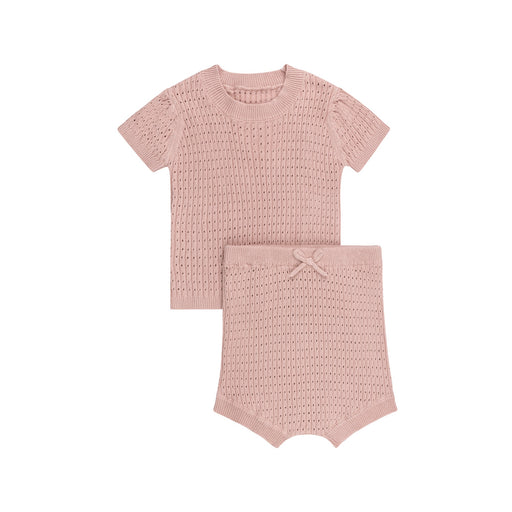 ⁠pointelle knit 2 piece short set mauve Tricot Bebe