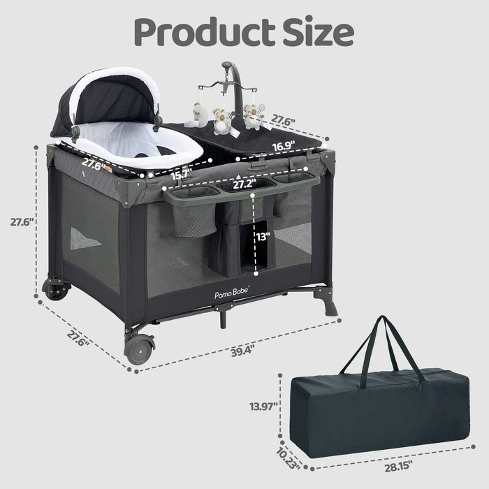 PAMO BABE UNISEX NURSERY CENTER BABY PLAYARD WITH BASSINET & CHANGING TABLE, NEWBORN PLAYPEN PAMO BABE