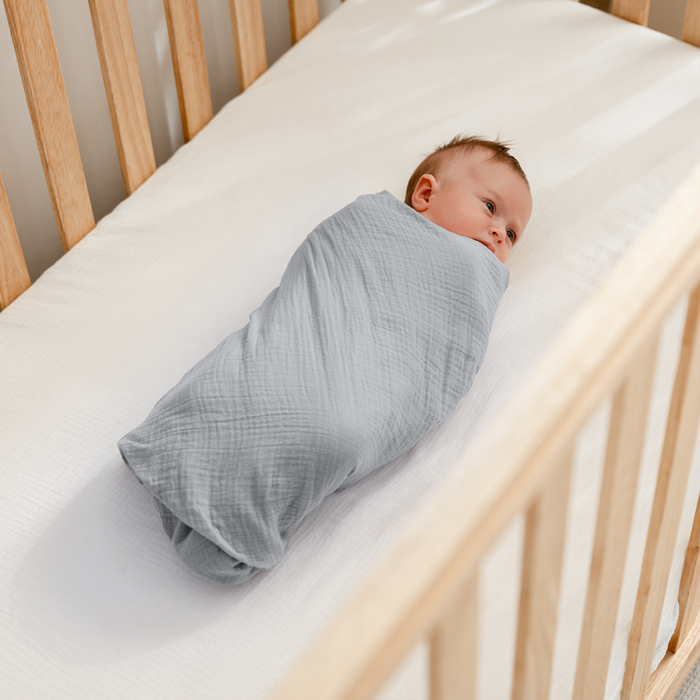 Muslin Swaddle Blankets, 42” x 42” in Heather Blue, Pacific Blue, Fern, Pack of 3 Swaddles Comfy Cubs