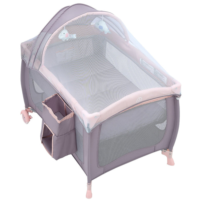 PAMO BABE BABY PLAYARD FOLDABLE CHANGING TABLE CANOPY FOR NEWBORN - PINK PLAYPEN PAMO BABE