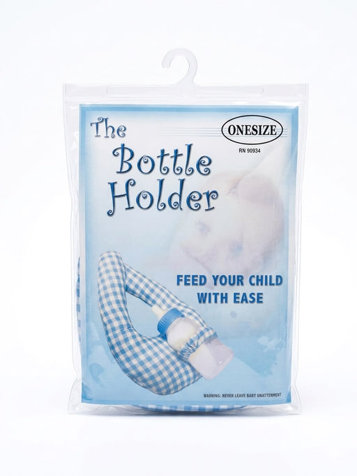 BOTTLE HOLDER BLUE GINGHAM FEEDING THE BOTTLE HOLDER