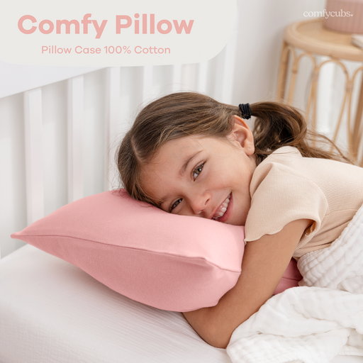 Toddler Pillows with Soft Cotton Pillow Case by Comfy Cubs - Blush Comfy Cubs