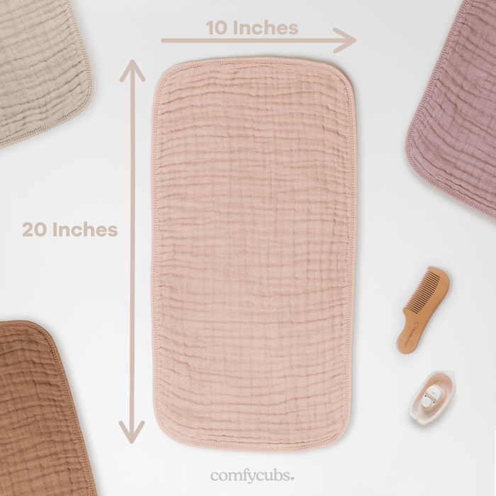 Muslin Burp Cloths by Comfy Cubs - Blush Muslin Burp Cloths Comfy Cubs