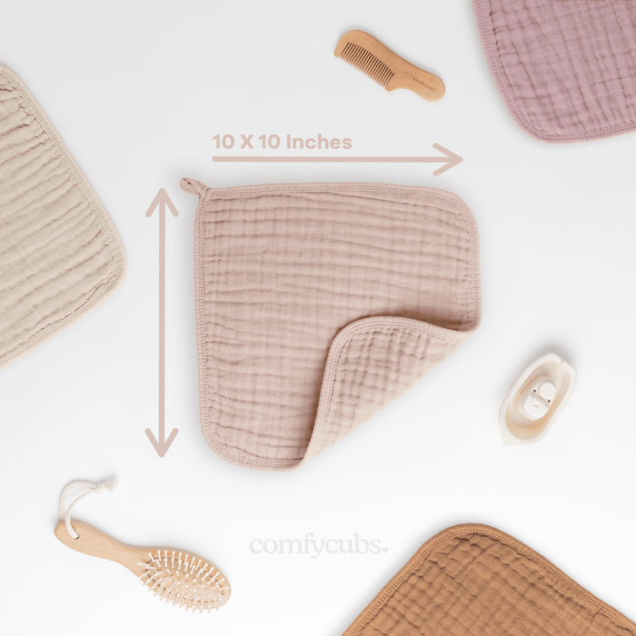 Muslin Washcloths by Comfy Cubs - Blush Washcloths Comfy Cubs