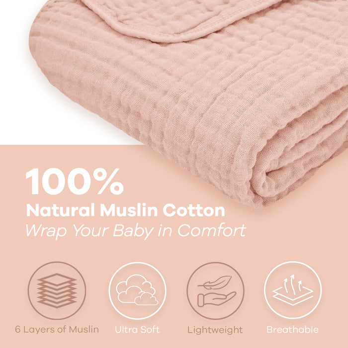 Baby Muslin Blanket by Comfy Cubs in Blush Muslin Comfy Cubs