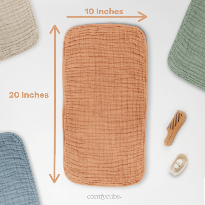 Muslin Burp Cloths by Comfy Cubs - Caramel Muslin Burp Cloths Comfy Cubs
