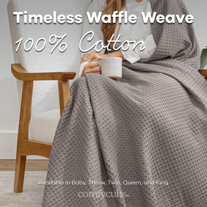Adult Waffle Blankets by Comfy Cubs in Charcoal Waffle Comfy Cubs