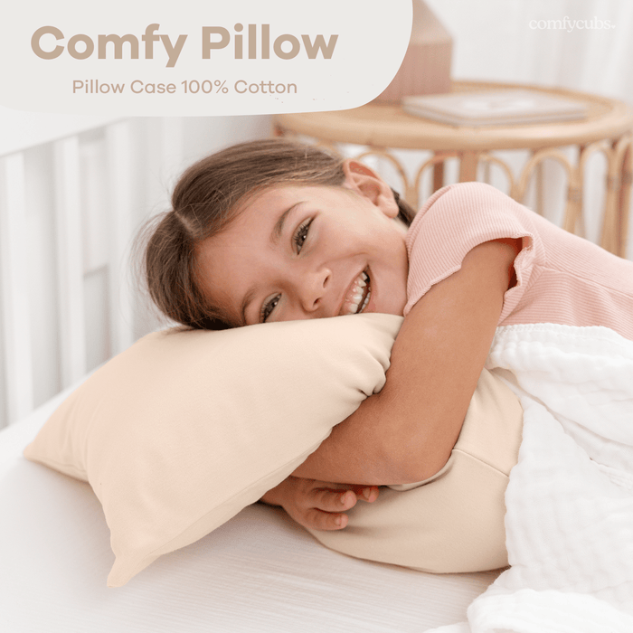 Toddler Pillows with Soft Cotton Pillow Case by Comfy Cubs - Cream Comfy Cubs