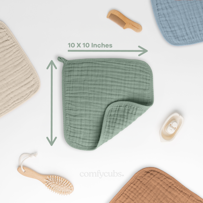 Muslin Washcloths by Comfy Cubs - Fern Washcloths Comfy Cubs