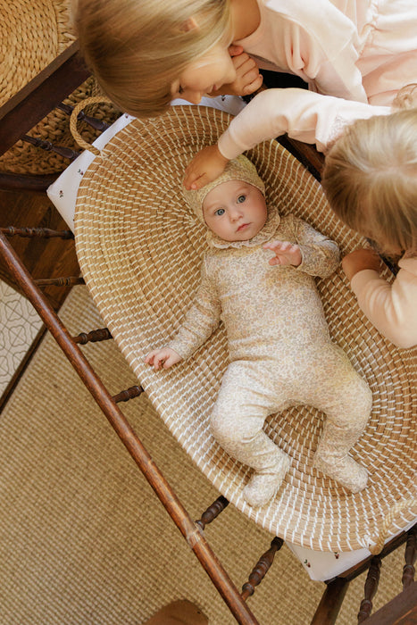 AURORA - COTTON LIBERTY FLORAL AND PLAID - IVORY FLORAL - FOOTIE + BEANIE CLOTHING AURORA