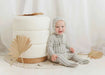 AURORA CLASSICS BABY FOOTIE + BONNET COTTON RIB LINEAR LEAF COLLECTION FOOTIE + BONNET AURORA
