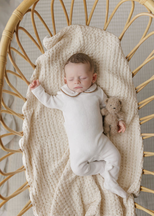 AURORA - EMBROIDERED VELOUR COLLAR COLLECTION - FOOTIE + BONNET CLOTHING AURORA