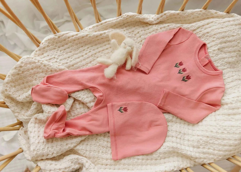 AURORA CLASSICS BABY GIRL LAYETTE SET/TAKE ME HOME COTTON CROSSSTICH TULIP COLLECTION TAKE ME HOME SET AURORA