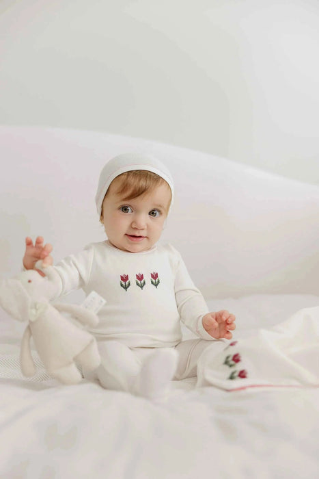 AURORA CLASSICS BABY GIRL LAYETTE SET/TAKE ME HOME COTTON CROSSSTICH TULIP COLLECTION TAKE ME HOME SET AURORA