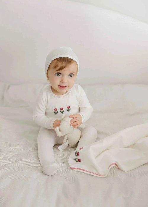 AURORA CLASSICS BABY GIRL FOOTIE COTTON CROSSSTICH TULIP COLLECTION FOOTIE AURORA