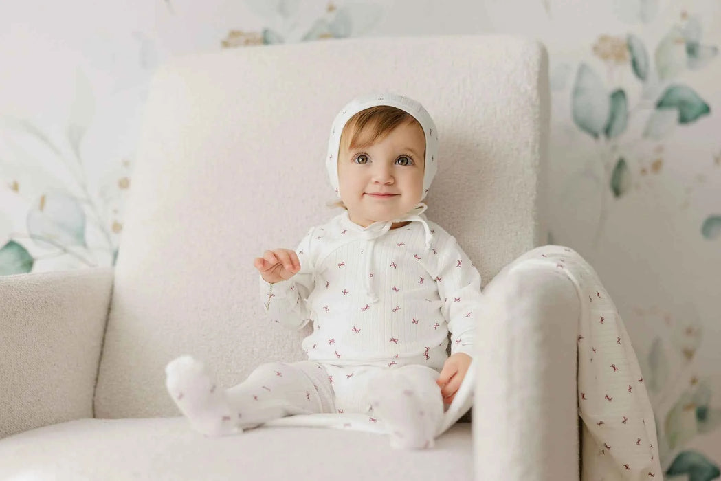 AURORA CLASSICS BABY GIRL FOOTIE BOW PATTERN COLLECTION FOOTIE AURORA
