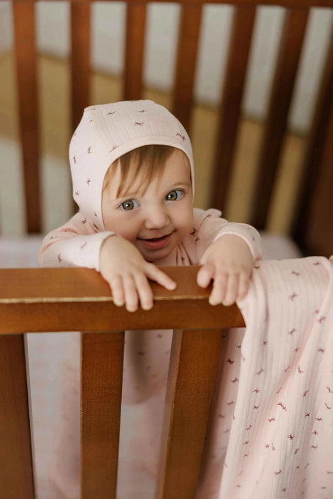AURORA CLASSICS BABY GIRL FOOTIE + BONNET BOW PATTERN COLLECTION FOOTIE + BONNET AURORA