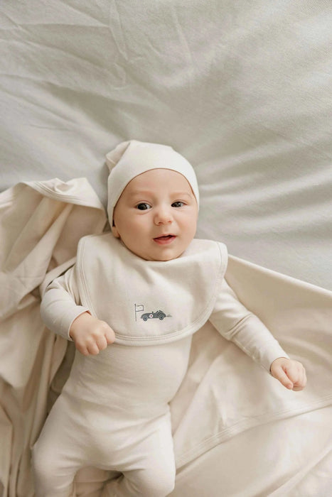 AURORA CLASSICS BABY BOY FOOTIE + BEANIE JERSEY COTTON RACE CAR COLLECTION FOOTIE + BEANIE AURORA