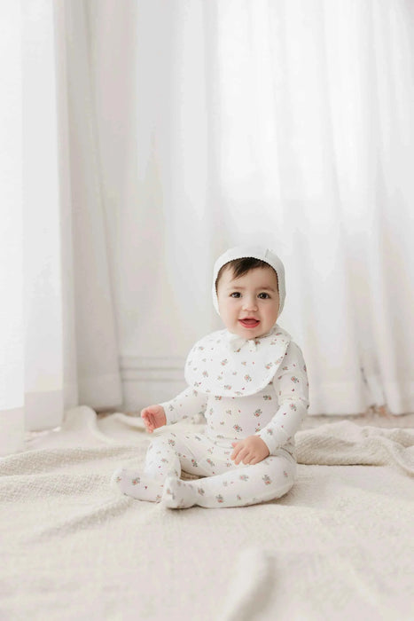 AURORA CLASSICS BABY GIRL FOOTIE + BONNET JERSEY COTTON FLORAL PRINT COLLECTION FOOTIE + BONNET AURORA
