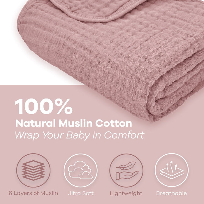 Baby Muslin Blanket by Comfy Cubs in Mauve Muslin Comfy Cubs
