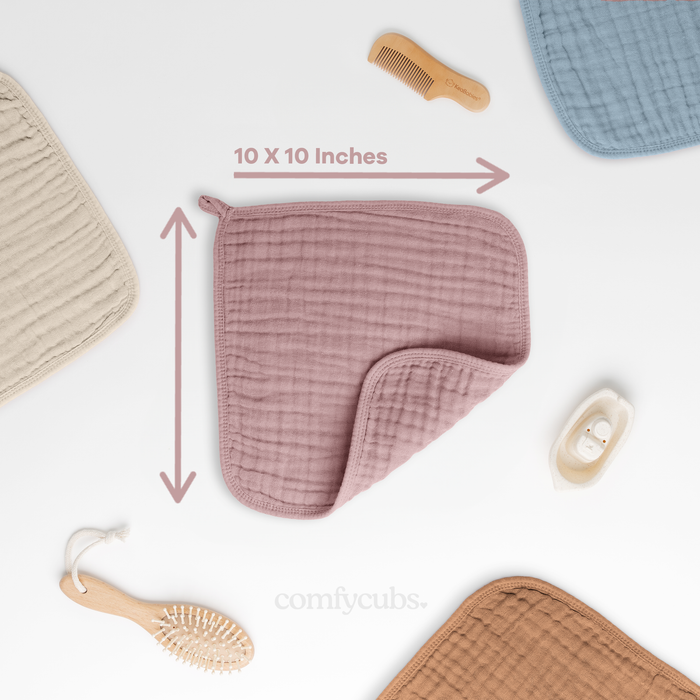 Muslin Washcloths by Comfy Cubs - Mauve Washcloths Comfy Cubs