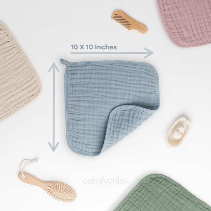 Muslin Washcloths by Comfy Cubs - Pacific Blue Washcloths Comfy Cubs