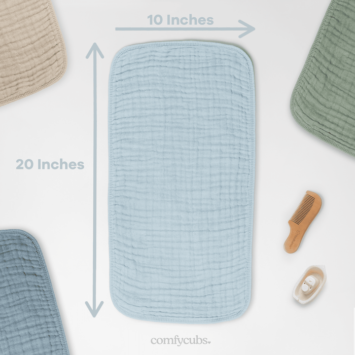 Muslin Burp Cloths by Comfy Cubs - Sky Blue Muslin Burp Cloths Comfy Cubs