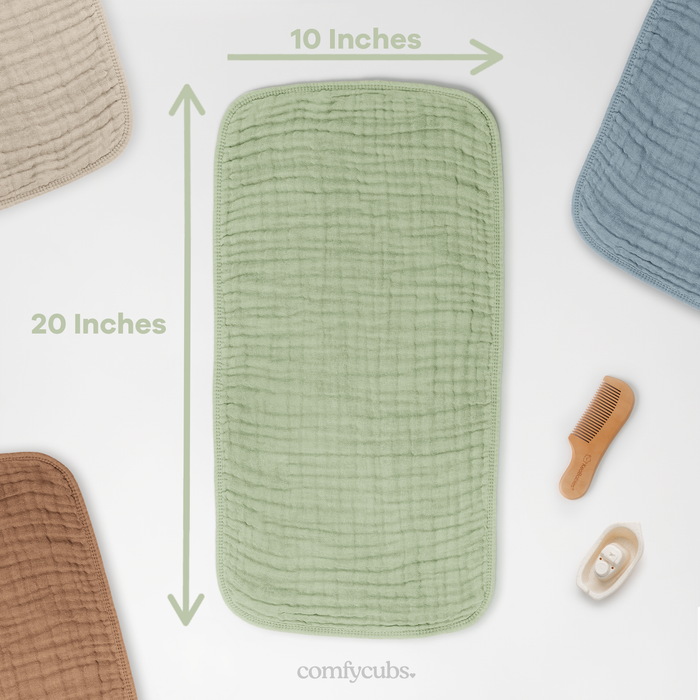 Muslin Burp Cloths by Comfy Cubs - Sage Muslin Burp Cloths Comfy Cubs