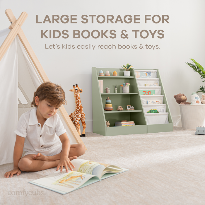 Kids Bookshelf - Sage Book Shelves Comfy Cubs