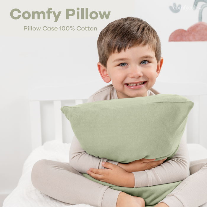 Toddler Pillows with Soft Cotton Pillow Case by Comfy Cubs - Sage Comfy Cubs
