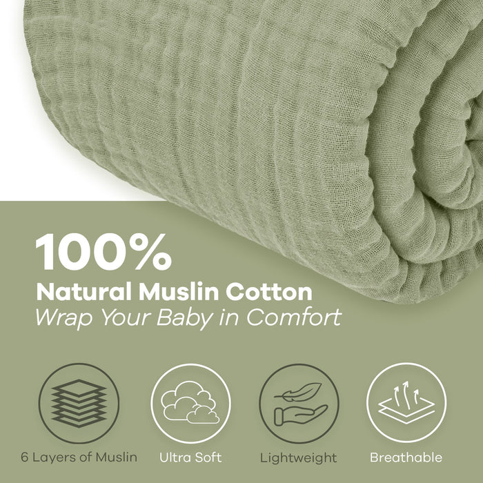 Adult Muslin Blanket by Comfy Cubs in Sage Muslin Comfy Cubs