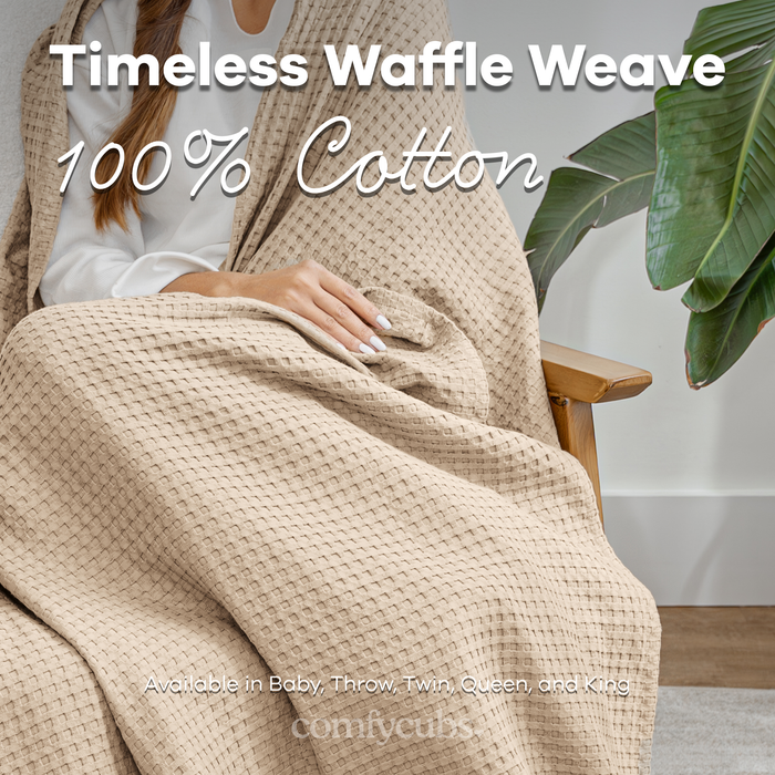 Adult Waffle Blankets by Comfy Cubs in Sand Waffle Comfy Cubs