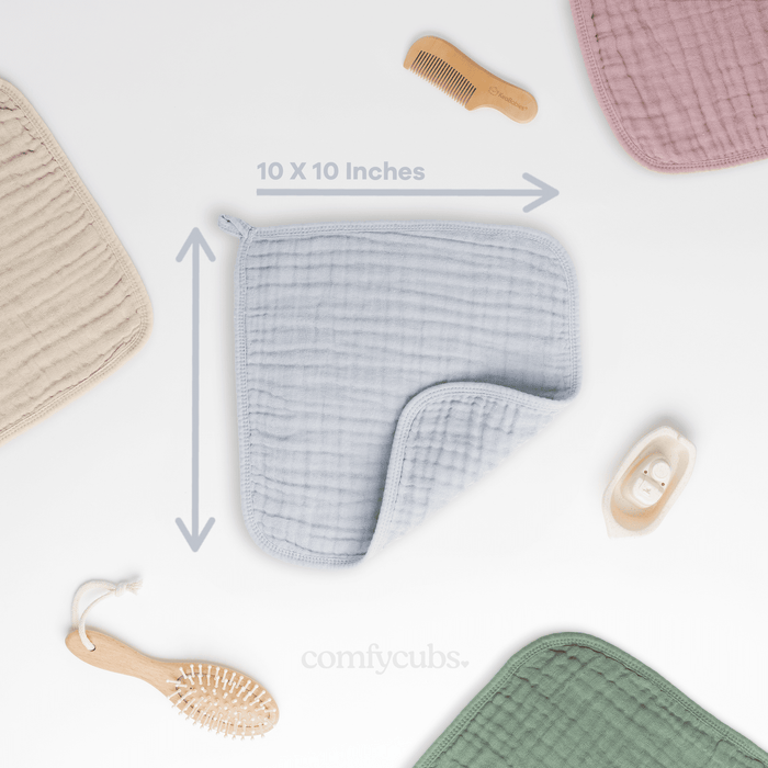 Muslin Washcloths by Comfy Cubs - Slate Washcloths Comfy Cubs
