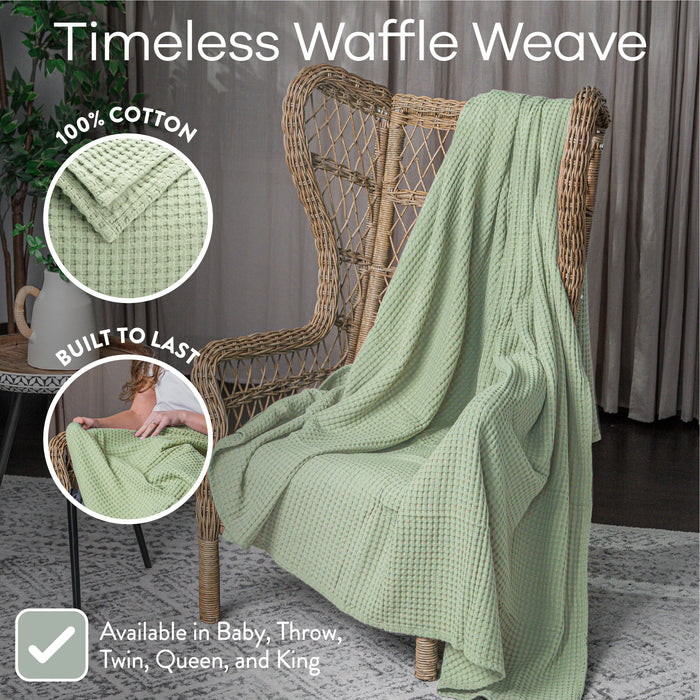 Adult Waffle Blankets by Comfy Cubs in Sage Waffle Comfy Cubs