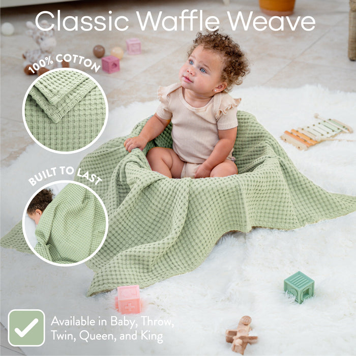 Baby Waffle Blankets by Comfy Cubs in Sage Waffle Comfy Cubs