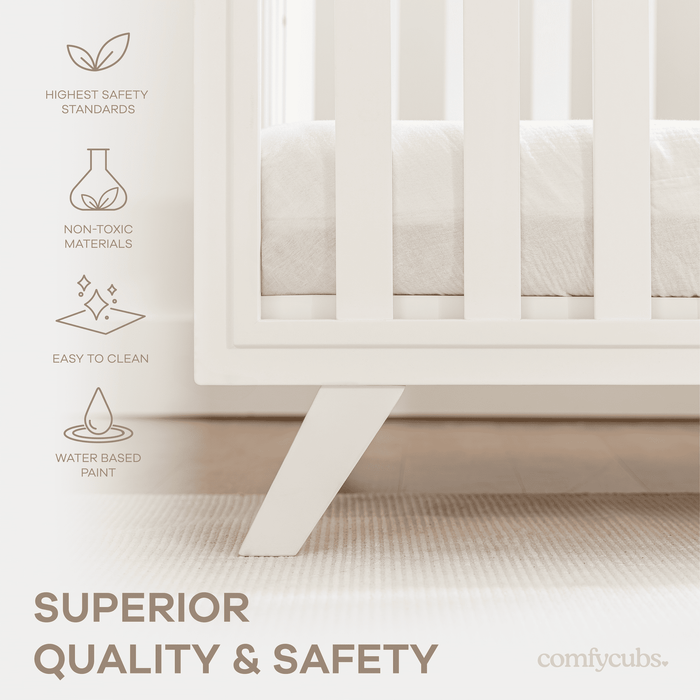 Baby Crib for 0 to 3 Years - All White Cribs Comfy Cubs