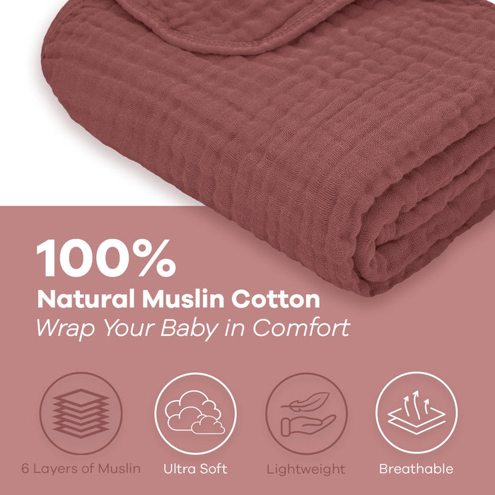 Baby Muslin Blanket by Comfy Cubs in Wine Muslin Comfy Cubs