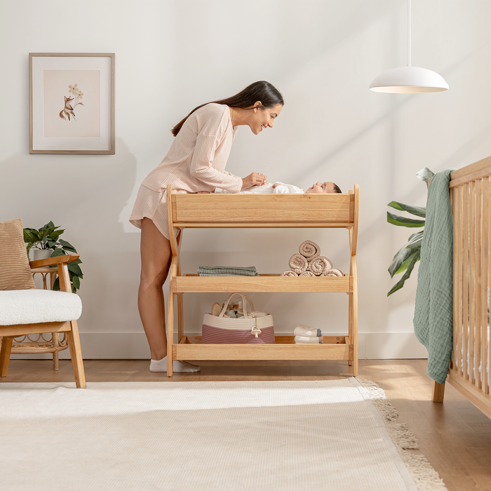 Baby Changing Table by Comfy Cubs - Natural Wood Changing Table Comfy Cubs