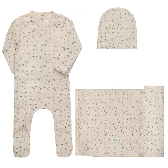 AURORA CLASSICS BABY LAYETTE SET / TAKE ME HOME SET – FLORAL RIB COLLECTION IVORY BLUE TAKE ME HOME SET AURORA