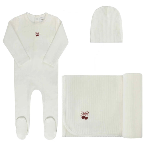 AURORA CLASSICS BABY GIRL LAYETTE SET/TAKE ME HOME SET POINTELLE BOW PRINT COLLECTION IVORY PINK TAKE ME HOME SET AURORA