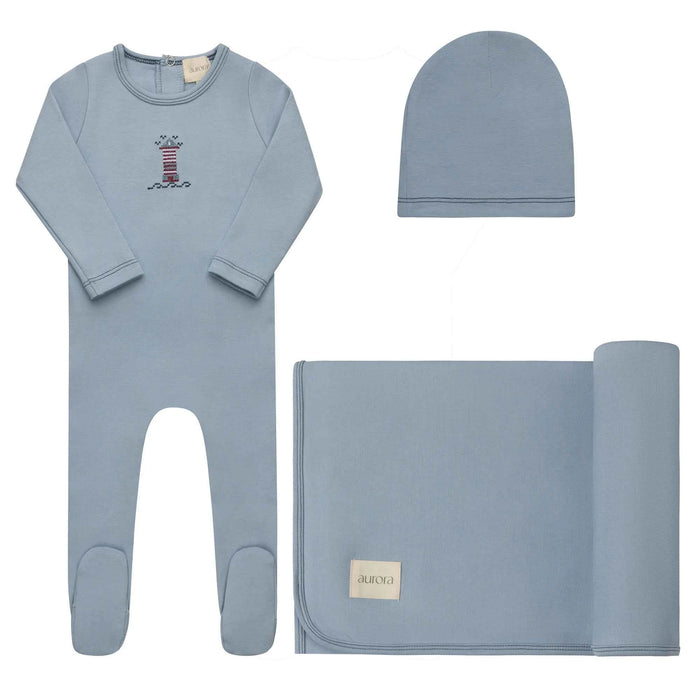 AURORA CLASSICS BABY BOY LAYETTE SET/TAKE ME HOME SET COTTON CROSSSTICH LIGHTHOUSE COLLECTION BLUE TAKE ME HOME SET Little Luxury