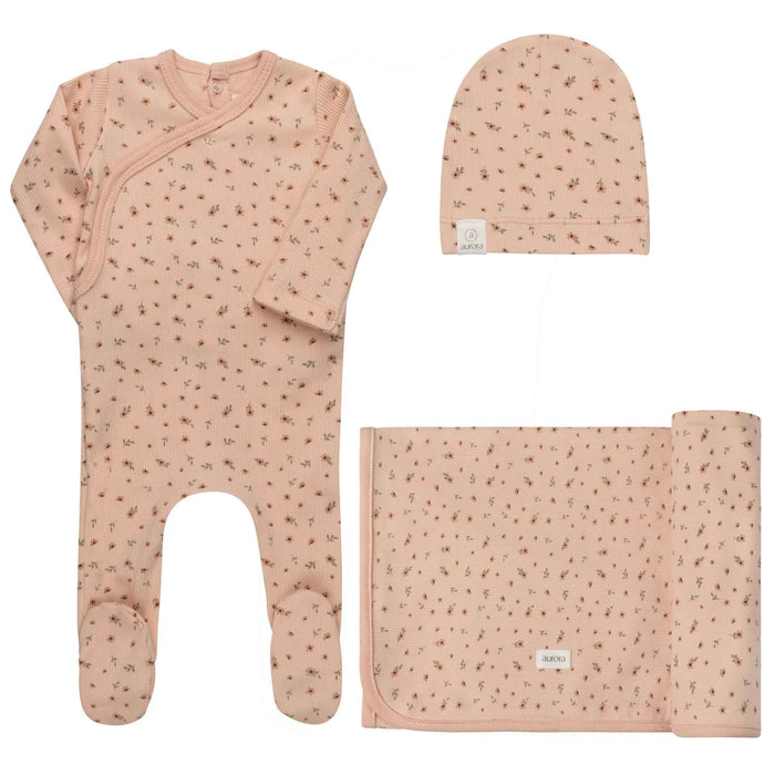 AURORA CLASSICS BABY LAYETTE SET / TAKE ME HOME SET – FLORAL RIB COLLECTION PINK TAKE ME HOME SET AURORA