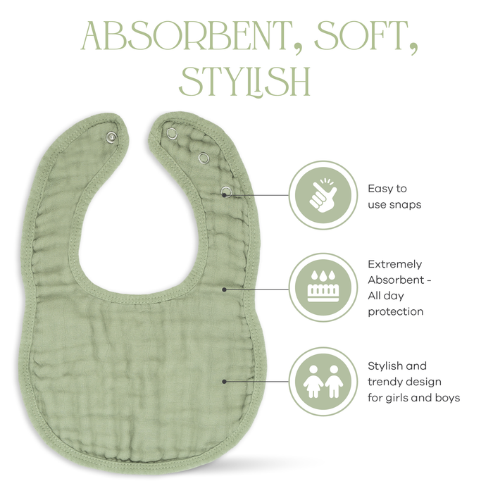 Muslin Bibs by Comfy Cubs - Sage Bibs Comfy Cubs