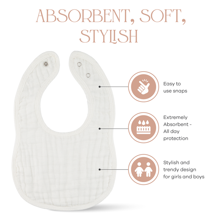 Muslin Bibs by Comfy Cubs - White Bibs Comfy Cubs